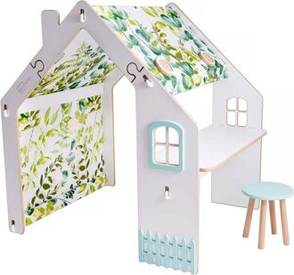 Habitat et Jardin Habitat Et Jardin - Casa Infantil De Madera Bianelli Con Escritorio - 114 X 93 X 120 Cm - Blanco / Menta
