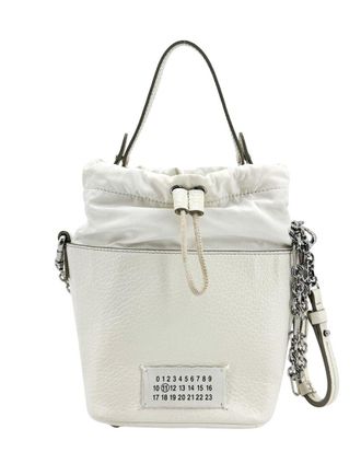 Maison Margiela White Calfskin Leather 5Ac Micro Bucket Bag (Authentic Pre- Loved)