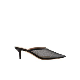 Scarosso Laura Heeled Mule - Dames - Muiltjes - Zwart - 35 EU - Leer - Schoenen