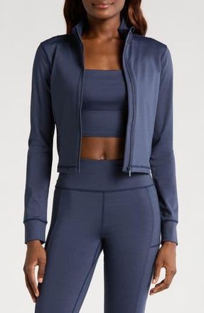 Travis Mathew Moveknit Full Zip Crop Jacket in Heather Navy Blazer at Nordstrom Rack, Size X-Large