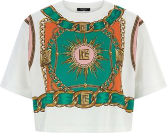 Balmain Womens Foulard Print T-Shirt