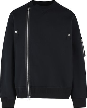 sacai Minimalist Black Cotton Blend Sweatshirt