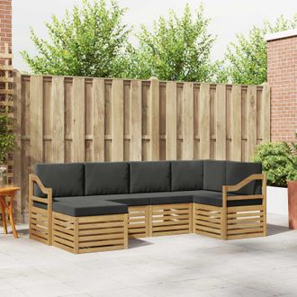 vidaXL Vidaxl Set Di Divani Da Esterno 6 Pz Bianco E Antracite Poliestere