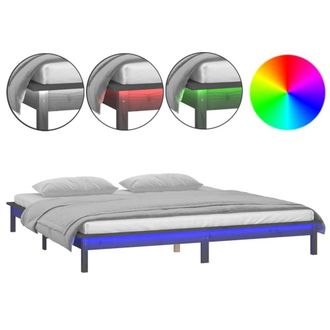 Berkfield Home LED Bed Frame Grey 120x190 cm Small Double Solid Wood