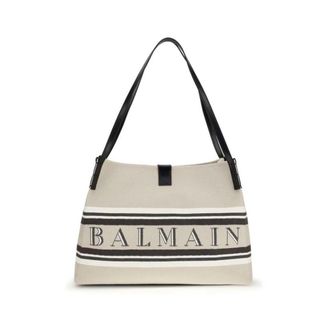 Balmain Katoenen Schoudertas met Verstelbare Band - Dames - Shoppers - Beige - ONE Size - Katoen - Tassen