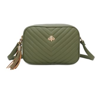 Generic Womens Chevron Quilted Crossbody Bag, Bee Embellishment Messenger Bag (Green)