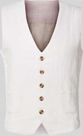 Lindbergh Lindbergh Weste aus Baumwoll-Leinen-Mix mit Knopfleiste in Weiss, Gr&ouml;&szlig;e L