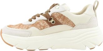 Geox Schoenen, Dames, Beige, 39 EU, Leer, Diamanta Platform Sneakers