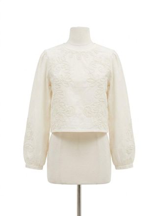 Z Supply Womens Tatiana Embroidered Top In White