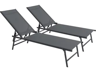 Habitat et Jardin Set Di 2 Lettini Prendisole In Metallo sublima - 180 X 54 X 104 Cm - Antracite