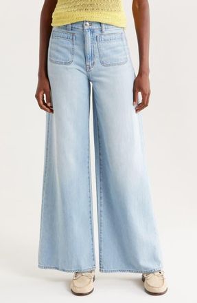 Madewell Patch Pocket Superwide Leg Jeans in Ahern Wash at Nordstrom, Size 32