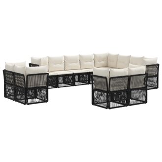 vidaXL Conjunto De Sof&aacute;s De Jard&iacute;n 12 Pcs Negro Rat&aacute;n Sint&eacute;tico Vidaxl