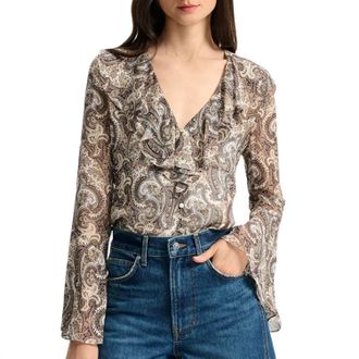 Veronica Beard Kyrie Silk Blouse In Dove Multi