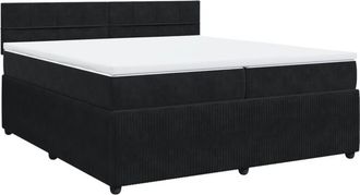 vidaXL Cama Box Spring Con Colch&oacute;n Terciopelo Negro 200x200 Cm Vidaxl