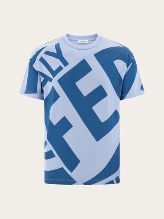 Ferragamo MenS Blue Cotton Graphic Sweater