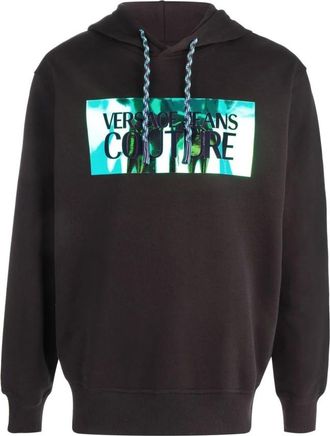 Versace Jeans Couture Logo-print Hoodie - Heren - Hoodies - Zwart - M - Katoen - Hoodies & sweatvesten