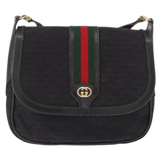 Gucci Pre-owned Cross Body Bags, female, Black, Size: ONE SIZE Pre-owned Micro GG Supreme Web Sherry Line Crossbody Bag