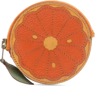 Herm&egrave;s Green Orange Leather Coin Purse/Coin Case (Pre-Owned)