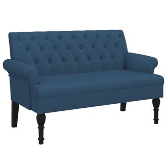 vidaXL Banco Con Respaldo Tela Azul 120x62x75,5 Cm Vidaxl