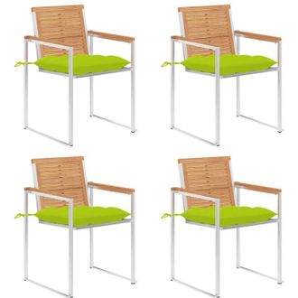 vidaXL Vidaxl - Sillas De Jard&iacute;n 4 Unidades Con Cojines Madera Maciza Teca