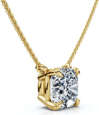 Pompeii3 1Ct Cushion Solitaire Diamond Pendant 14k Gold 18 Necklace Lab Grown