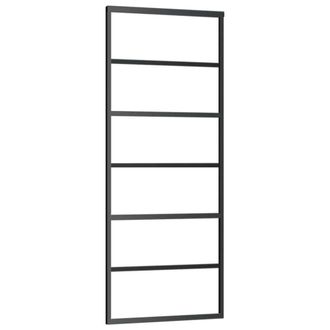 Berkfield Home Sliding Door with Hardware Set 76x205 cm ESG Glass&Aluminium in Black