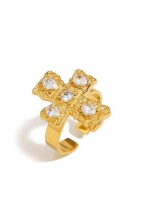 Vidakush Belvedere Cross Ring in Clear/Gold at Nordstrom