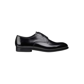 Doucal's Gepolijste Leren Derby Schoenen - Heren - Nette schoenen - Zwart - 40 1/2 EU - Leer - Schoenen
