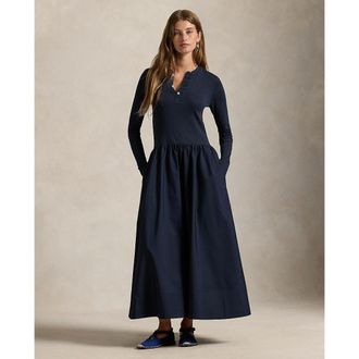 Ralph Lauren Lange, wijd uitlopende jurk met lange mouwen