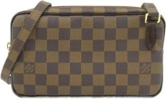 Louis Vuitton Pre-owned Canvas Shoulder Bag - Dames - Vintage Schoudertas - Bruin - ONE Size - Leer - Vintage