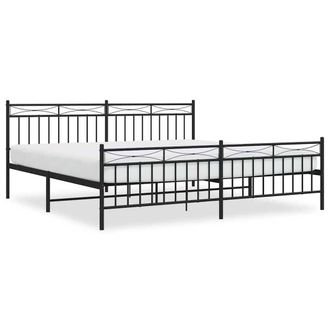 Berkfield Home Metal Bed Frame with Headboard & Footboard Black 193x203 cm