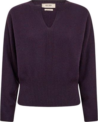 Mos Mosh MMMoria Cashmere Crewneck - Dames - Cashmere truien - Paars - M - Wol - Truien & Vesten