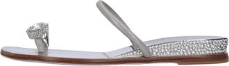 Casadei Leren muiltjes met Swarovski - Dames - Sandalen - Grijs - 35 EU - Leer - Schoenen