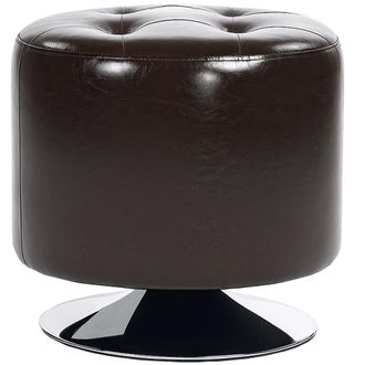 HOMCOM 360&deg; Swivel Foot Stool PU Footstool With Thick Padding Brown | TJ Hughes