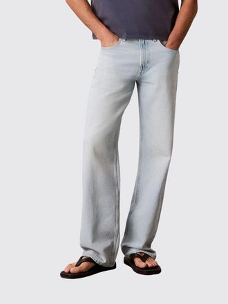 Calvin Klein Straight Fit Mid-Rise Jeans in Stretch Denim with Logo