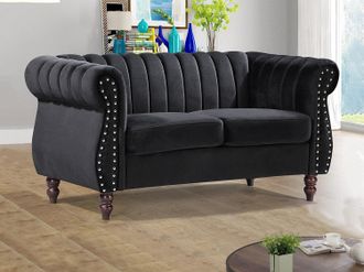 Vente-Unique Divano Chesterfield 2 posti in Velluto Nero - TRUMBO