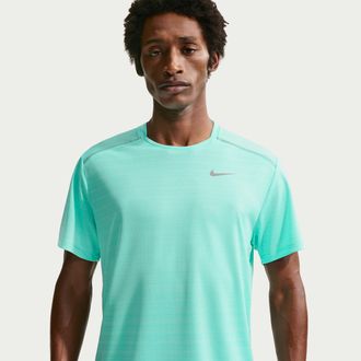 Nike Mens Miler Dri-FIT Short-Sleeve T-Shirt in Green | IU4783-354