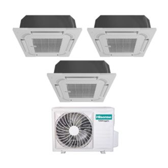 Hisense Trial Split Inverter Aire Acondicionado Cassette 12+12+12 Con 3amw72u4rjc R-32 Wi-fi Opcional 12000+12000 Con Mando A Distancia Y Panel Incluido