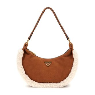 Guess Shoulder Bags, female, Brown, Size: ONE SIZE Amita Hobo Cognac Leather Handbag
