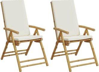 vidaXL Vidaxl - Sillas De Jard&iacute;n Plegables Reclinables Con Cojines 2 Uds Bamb&uacute;