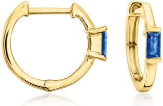 RS Pure by Ross-Simons Sapphire Huggie Hoop Earrings in 14kt Yellow Gold