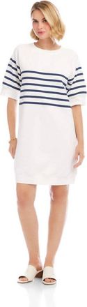 Karen Kane Stripe Raglan Sleeve Dress In Off White And Navy