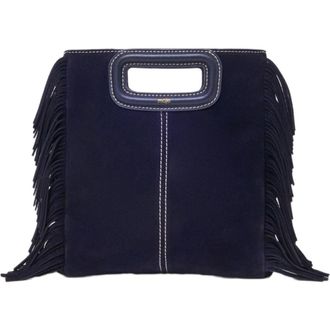 Maje Topstitched suede M bag in Marine Blue at Nordstrom, Size Medium