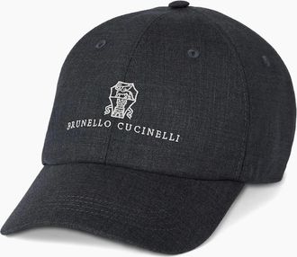 Brunello Cucinelli Mens Cotton Branded Cap Dark Grey - Various - Size: M