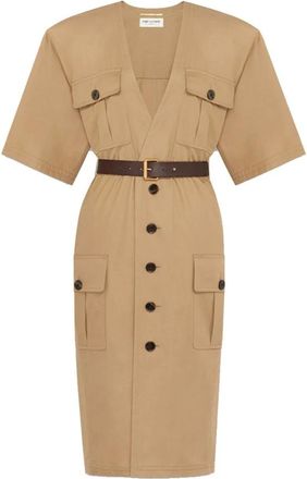 Saint Laurent Dames, Jurken, Beige, Maat: S Katoen