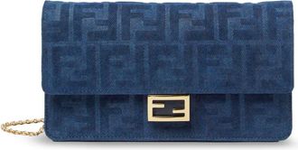 Fendi Shoulder Bags, female, Blue, Size: ONE SIZE Wallet On Chain Baguette