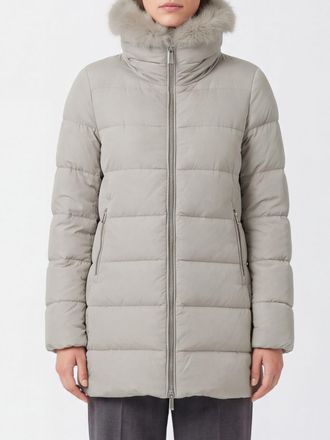Moorer Water-Repellent Knee-Length Down Jacket with Shearling Hood