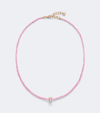 Suzanne Kalan Infinite 18kt rose gold beaded necklace with spinels and diamonds