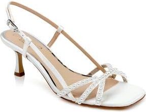 Badgley Mischka Isabela Studded Slingback Sandal in Ivory Satin at Nordstrom Rack, Size 8.5