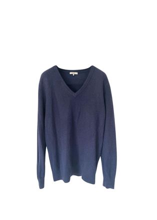 Ganni Blue V-Neck Wool Jumper Size L